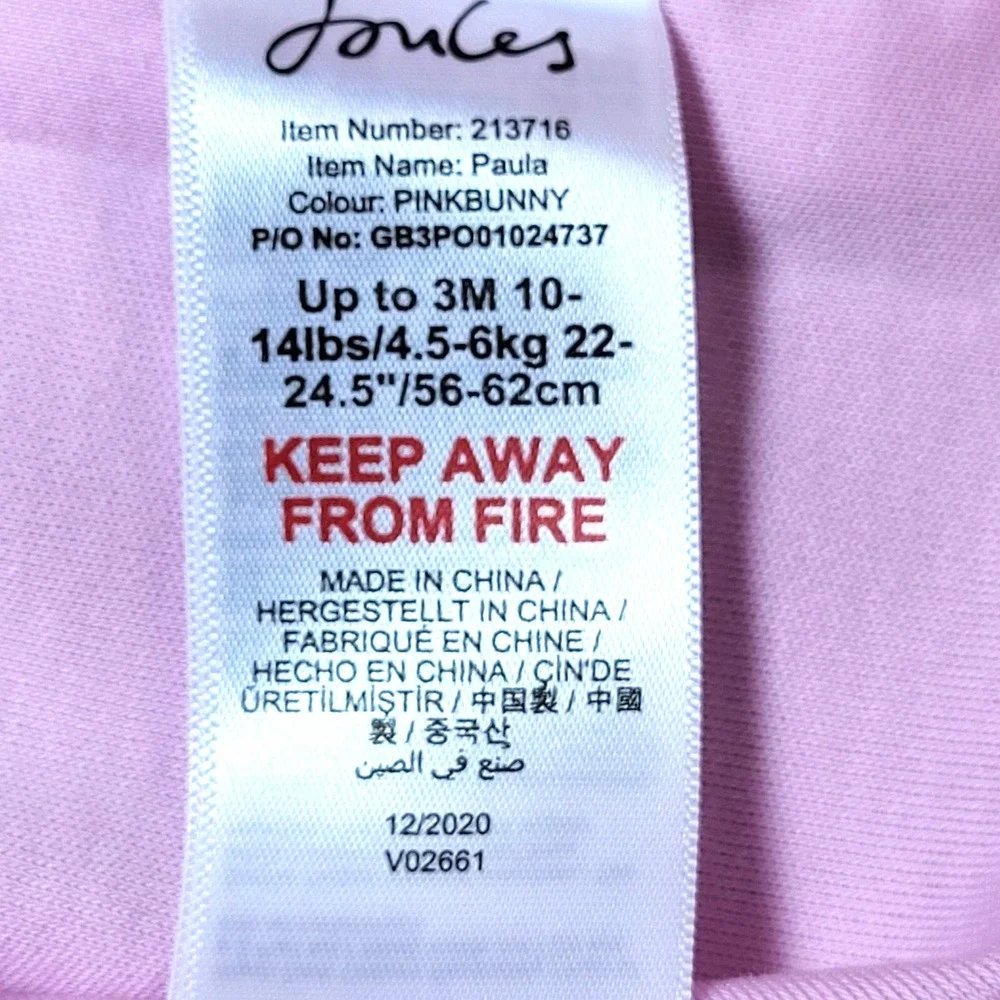 Joules Paula Beach Bunny 2 Piece Pink Short Sleeve Top Stripe Pant 3 Mnth 10-14#